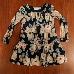 Navy floral long-sleeved dress 4t